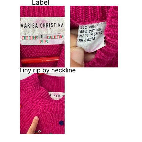 90s vintage pink festive holiday novelty embroidered ugly christmas knit sweater - Picture 10 of 10